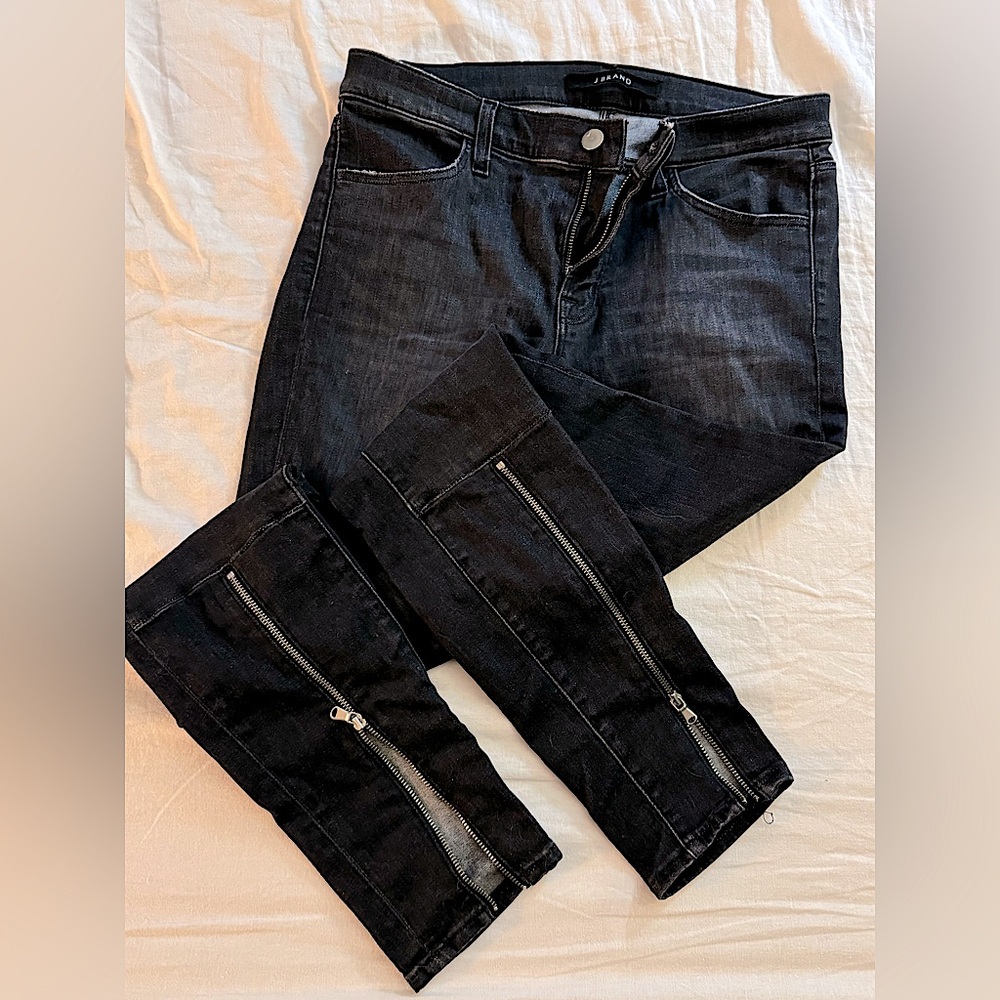 J Brand super skinny jeans with front ankle zipper